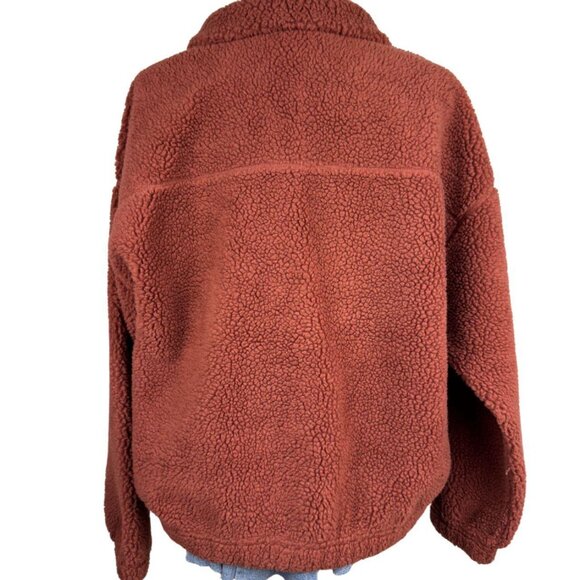 Old Navy Active Rust Sherpa Fleece Snap Front Jacket Women’s Size L - Picture 4 of 5